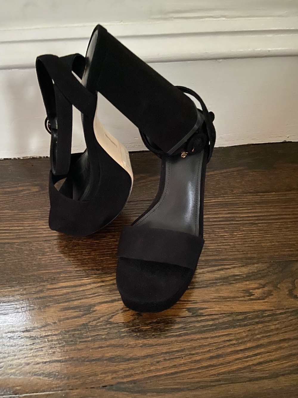 Larroude Black Women's Ankle-Strap Block Heel Sandals NWOB